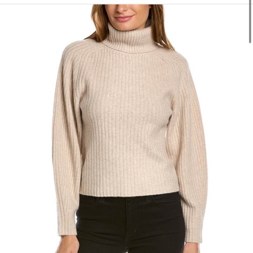 Vince Beige Ribbed Cashmere Sweater